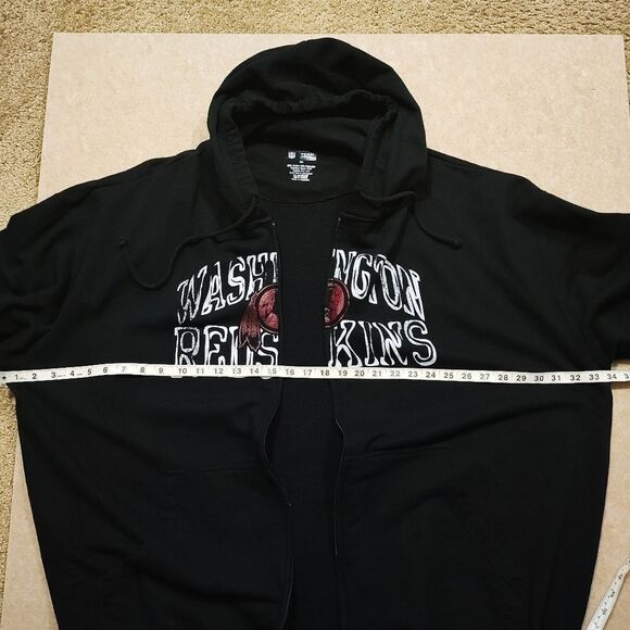 NFL Washington Redskins Long Sleeve Zip Up Fleece Black Hoodie -C - Picture 4 of 6
